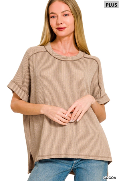 Raised Ribbed  Short Sleeve Tees