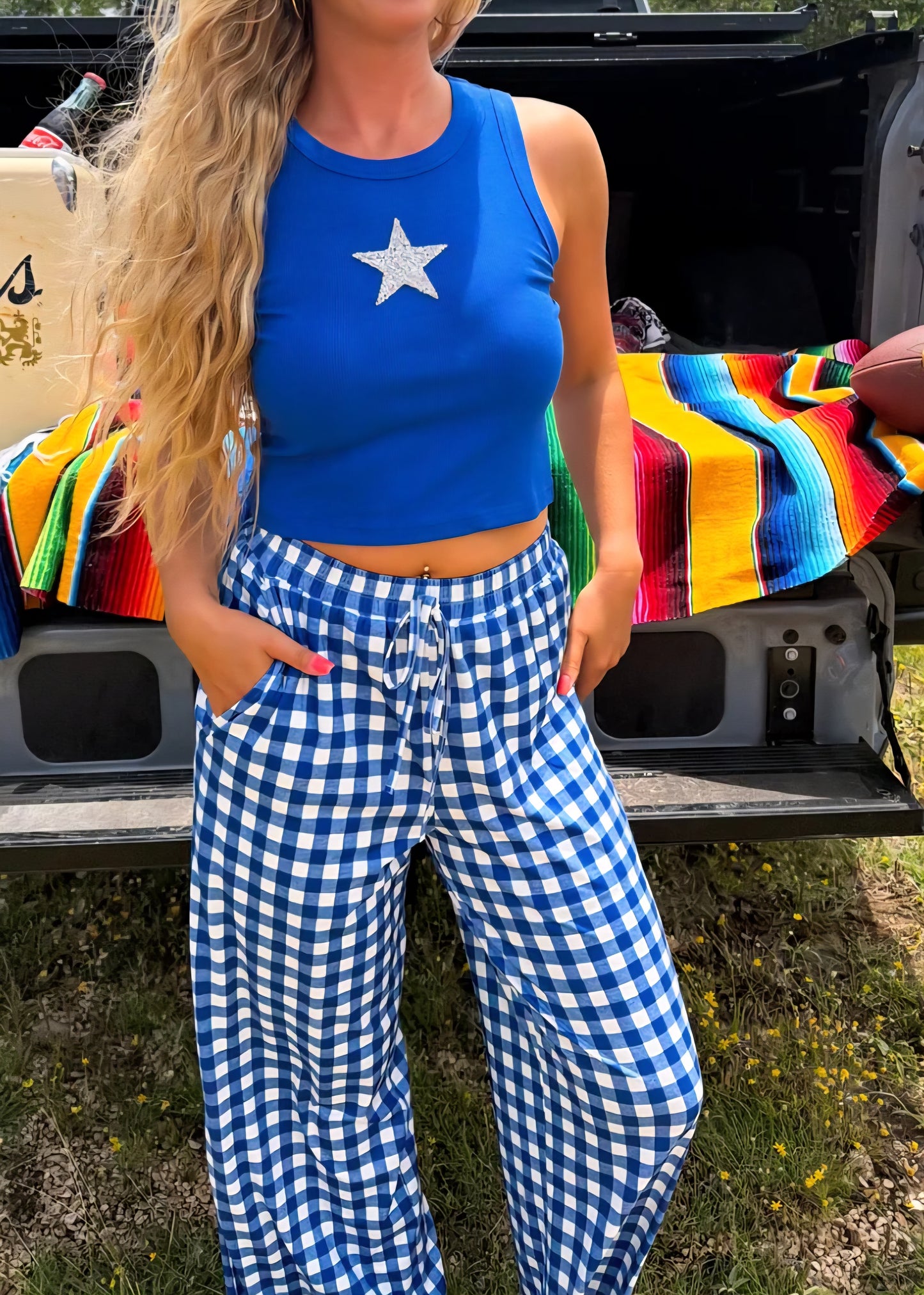 Haddie Wide Leg Gingham Pants