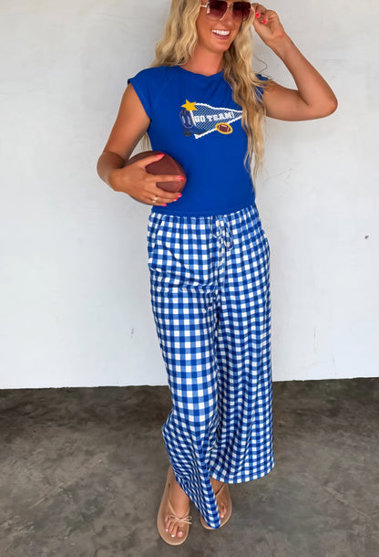Haddie Wide Leg Gingham Pants