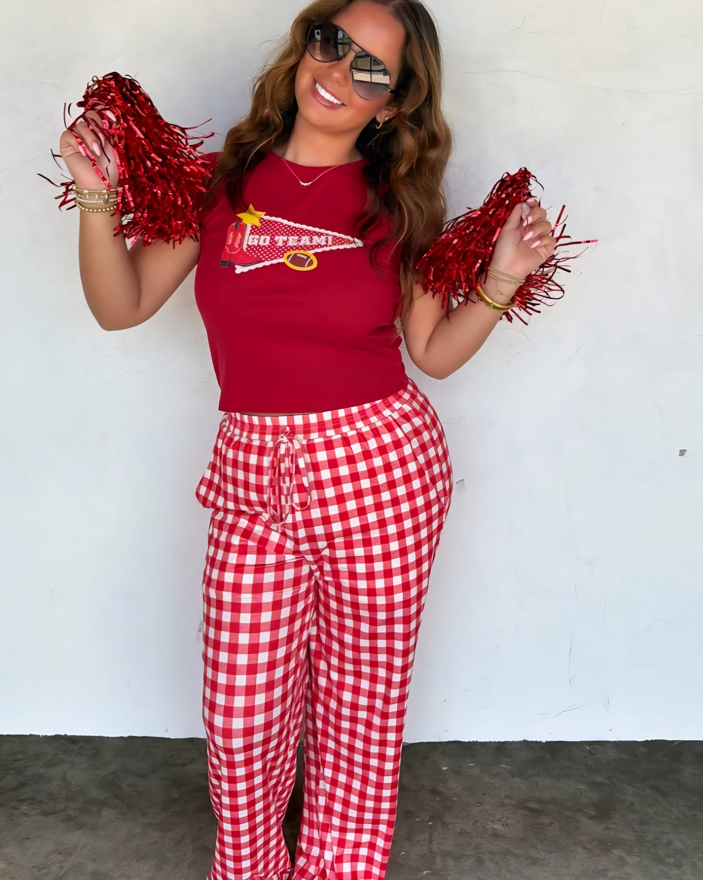 Haddie Wide Leg Gingham Pants