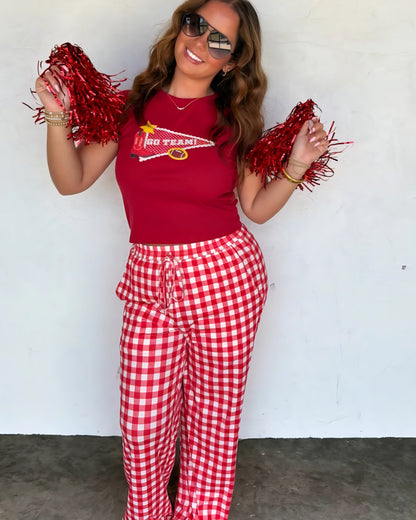 Haddie Wide Leg Gingham Pants