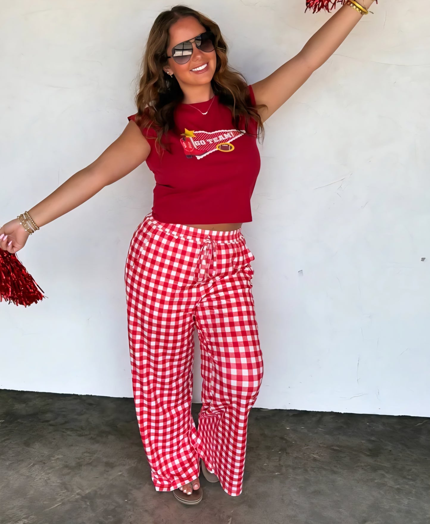 Haddie Wide Leg Gingham Pants