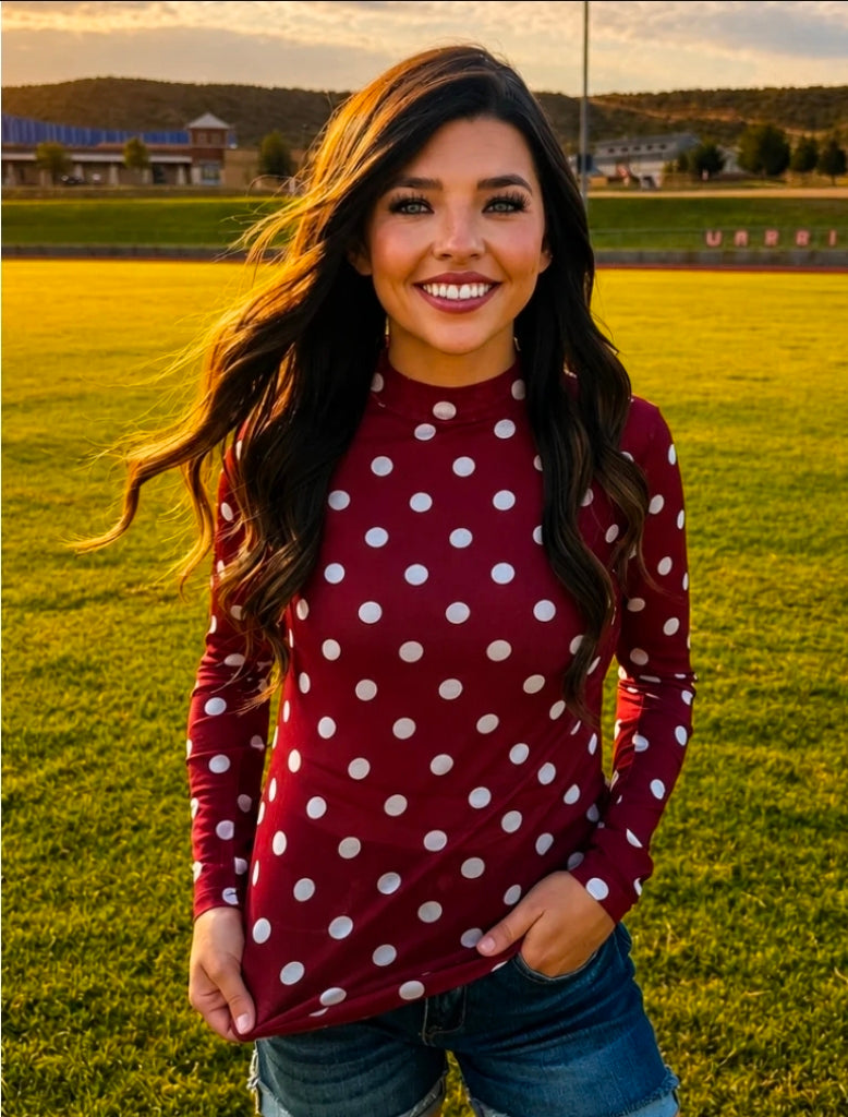 Kick Off Season- Polka Dot Mesh Tops