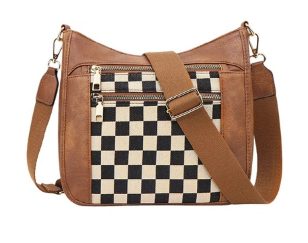PREORDER-CHECKERED CANVAS MESSENGER BAG