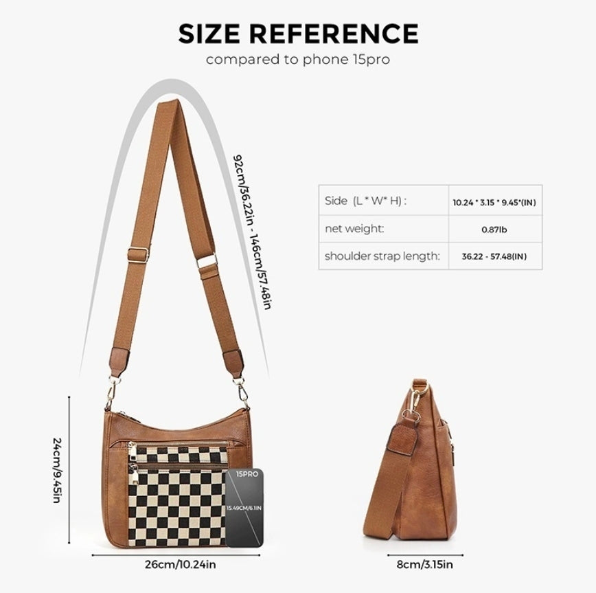 PREORDER-CHECKERED CANVAS MESSENGER BAG