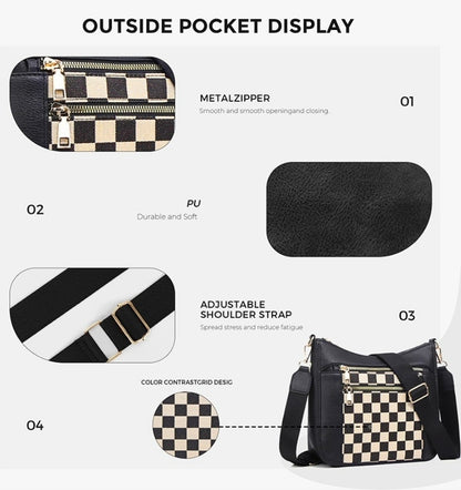 PREORDER-CHECKERED CANVAS MESSENGER BAG