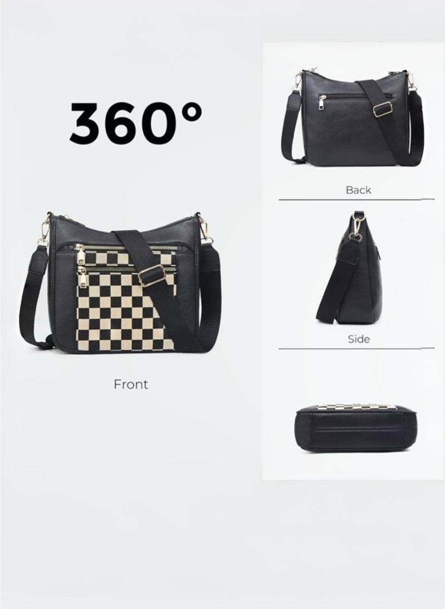 PREORDER-CHECKERED CANVAS MESSENGER BAG