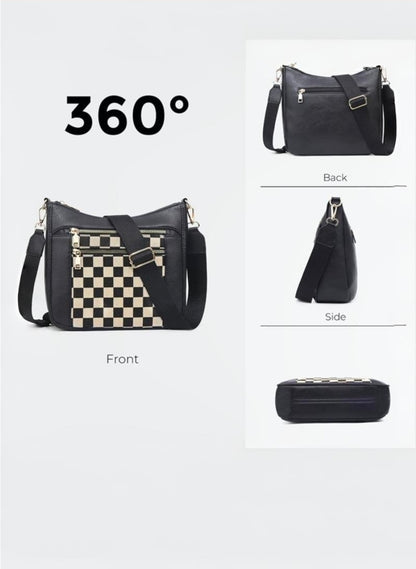 PREORDER-CHECKERED CANVAS MESSENGER BAG