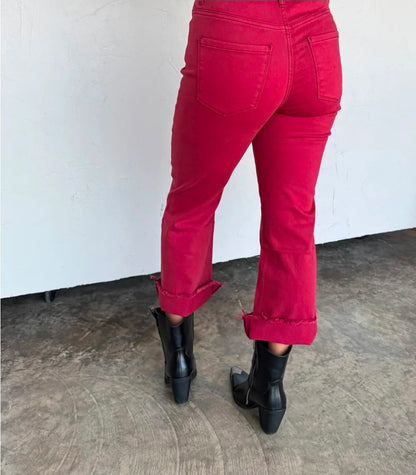 BURGUNDY URBAN NON DISTRSSED CROP JEAN