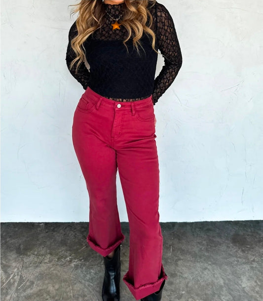 BURGUNDY URBAN NON DISTRSSED CROP JEAN