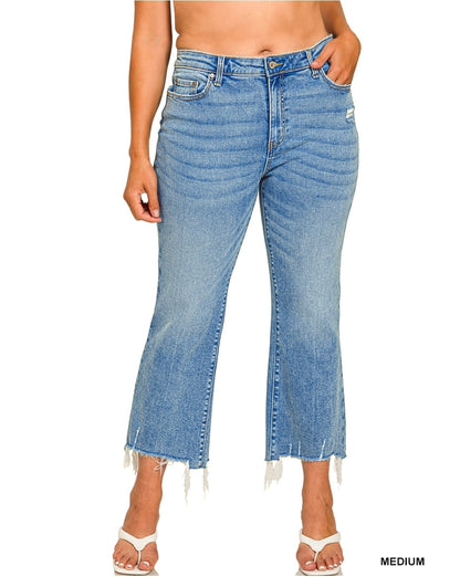 KICK CROP FLARE DENIM PANTS