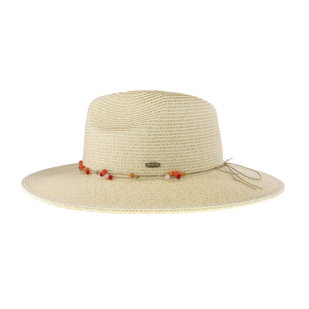 Glass Bead Trim C.C Panama Hat