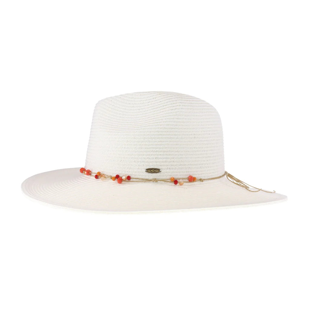 Glass Bead Trim C.C Panama Hat