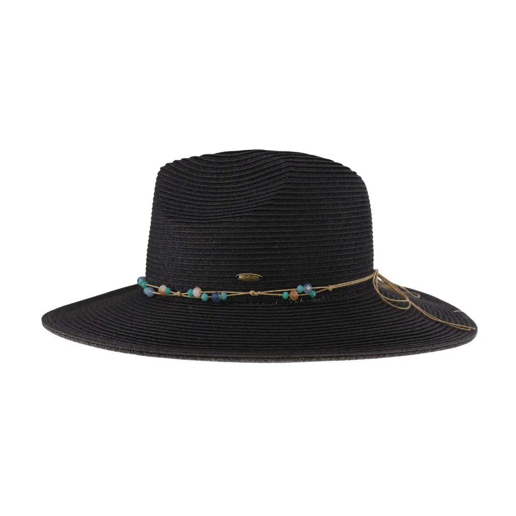 Glass Bead Trim C.C Panama Hat