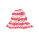 CC.Beanie Broad Striped Paper Straw Hand Crochet Hat