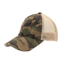 CC.Beanie Distressed Kids Camo Criss-Cross High Ponytail Hat