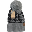 CC.Beanie Houndstooth Pom Beanie