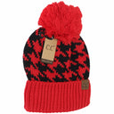 CC.Beanie Houndstooth Pom Beanie