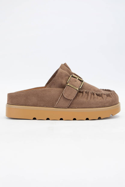 EFFY RUFFLE ENTRACE DESIGN SLIP-ON MOCCASIN MULE(PREORDER)