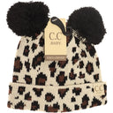 CC.Beanie BABY Leopard Double Pom Beanie