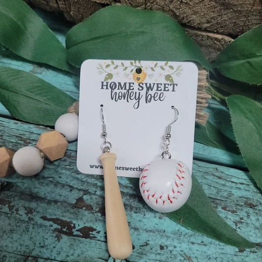 Ball & Bat Dangle Earrings