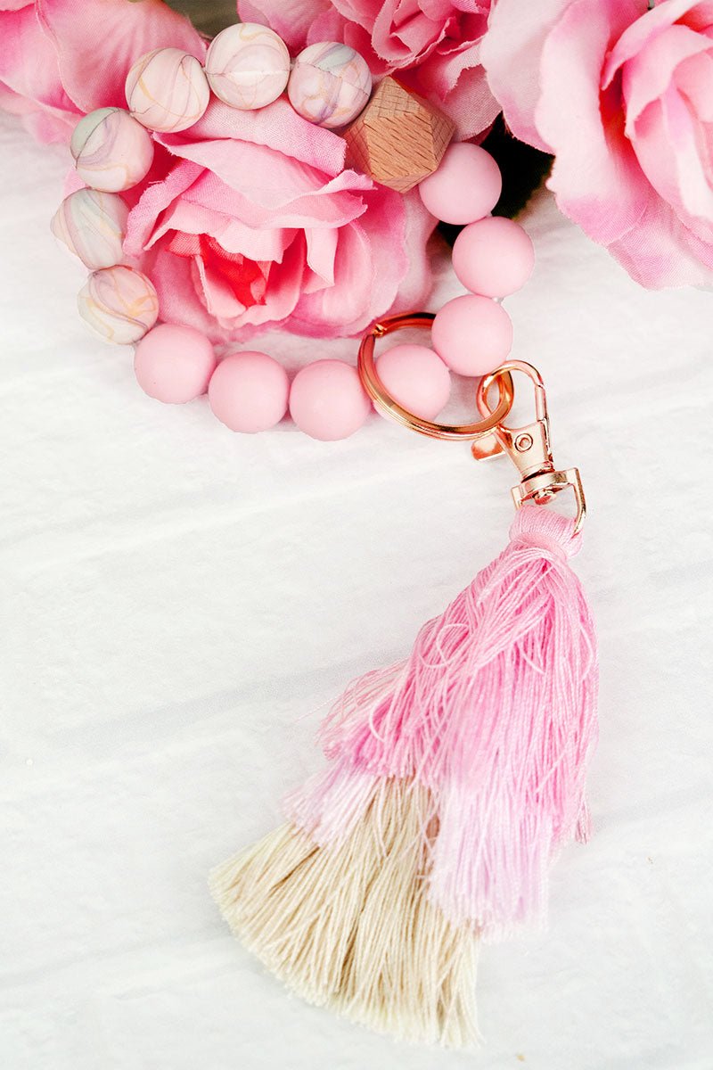 Tassel Beaded Bracelet Keychain