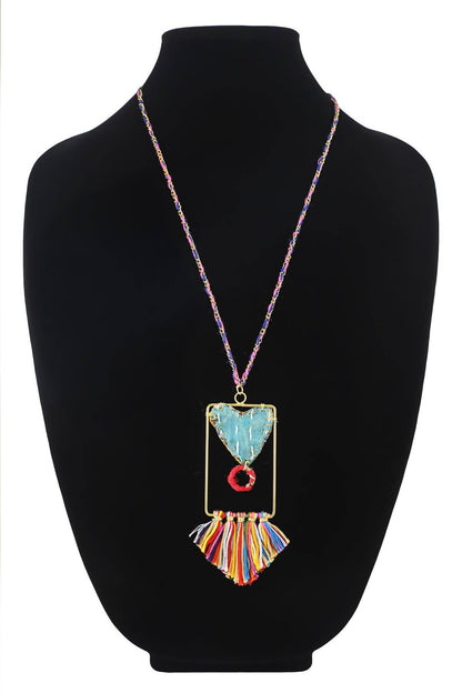 Handmade Upcycled Chain Link & Fabric Necklace