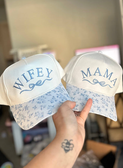 AUNTIE,MAMA, OR WIFEY Floral Embroidered Canvas Hat