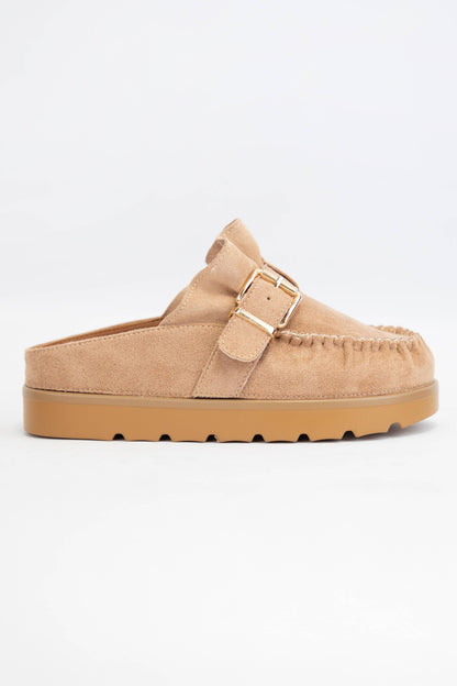 EFFY RUFFLE ENTRACE DESIGN SLIP-ON MOCCASIN MULE(PREORDER)