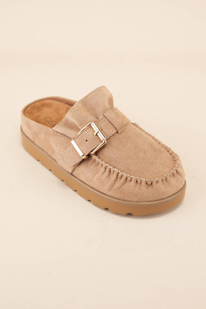 EFFY RUFFLE ENTRACE DESIGN SLIP-ON MOCCASIN MULE(PREORDER)