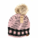 Buffalo Check Mixed Print Fur Pom C.C Beanie