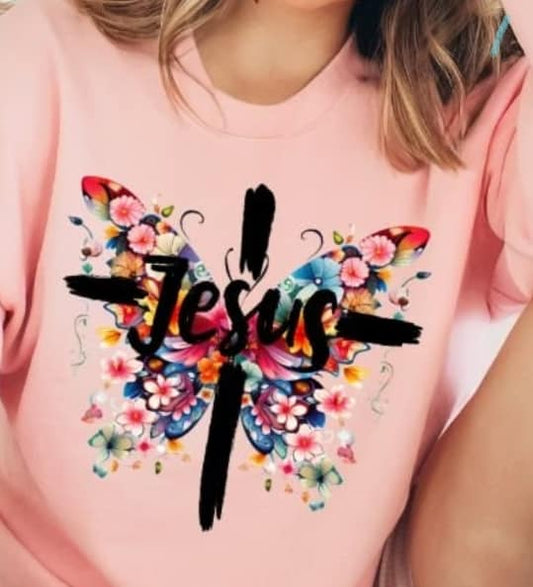 Floral Butterfly Jesus Tee(PREORDER)