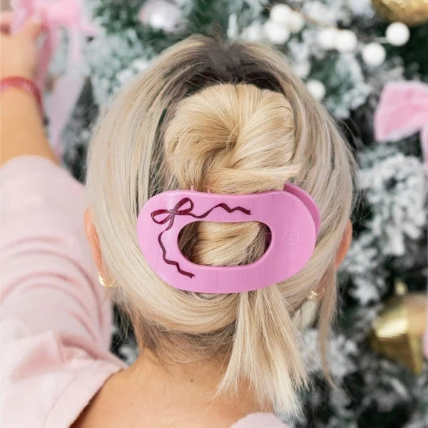 Just Add a Bow Flat Round Hair Clip