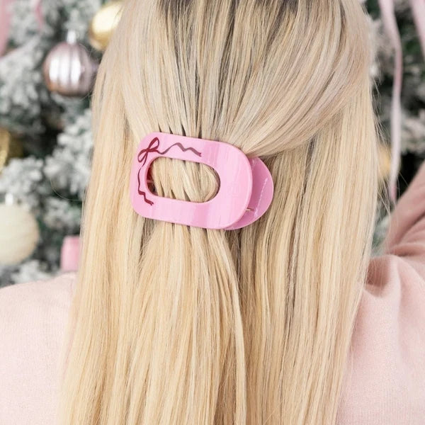 Just Add a Bow Flat Round Hair Clip