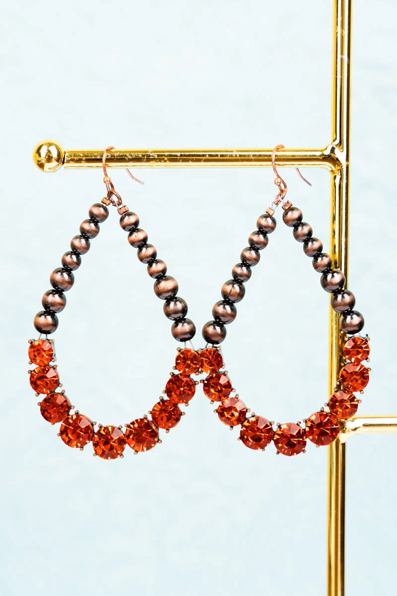 Navajo Inspired Pearl Earrings in Burnt Orange