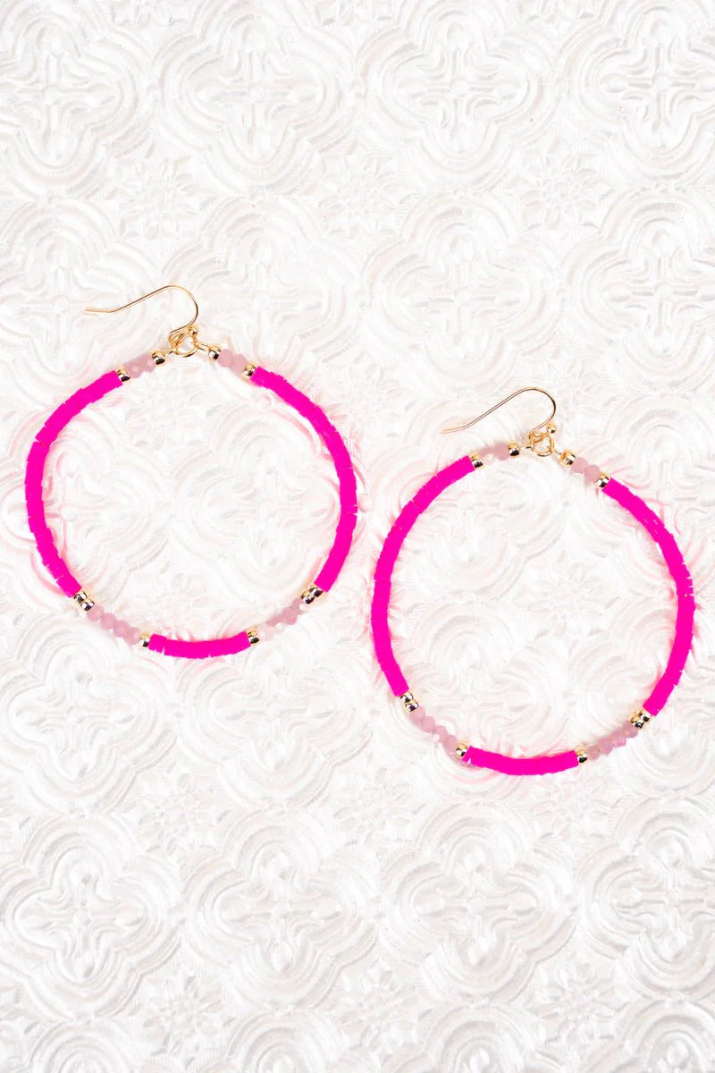 Hot Pink Sunrise Serenade Beaded Earrings