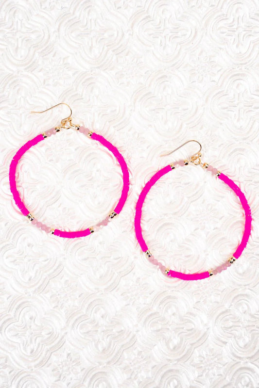 Hot Pink Sunrise Serenade Beaded Earrings