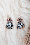 Boohaw Leopard Ghost Silvertone Earrings
