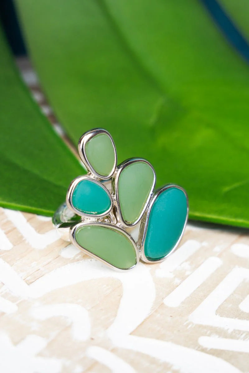 Mint Two-Color Sea Glass Ring