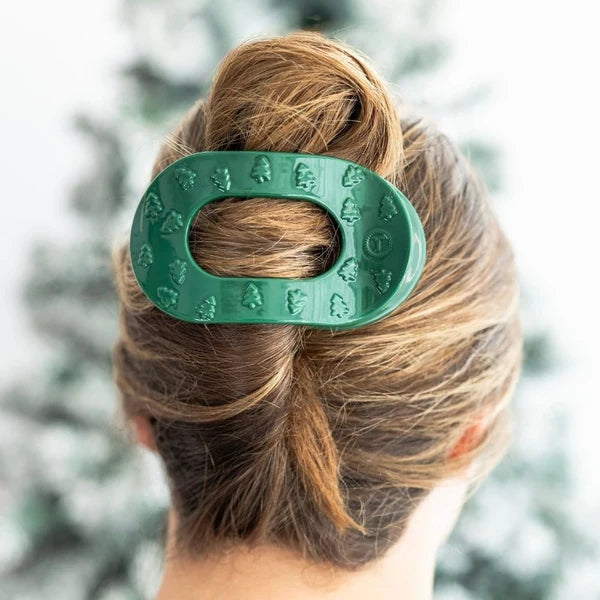 O Christmas Tree Flat Round Hair Clip