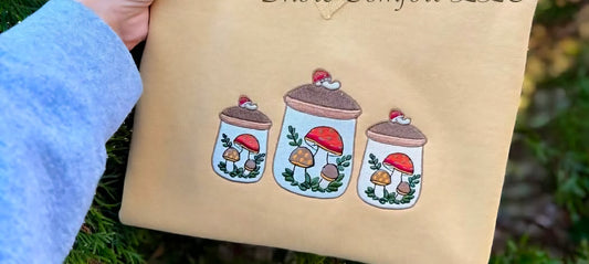 Embroidered Vintage Mushroom Canister Crewneck(PREORDER)