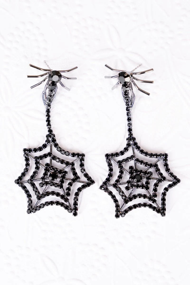 HANGING AROUND BLACK SPIDER EARRINGS