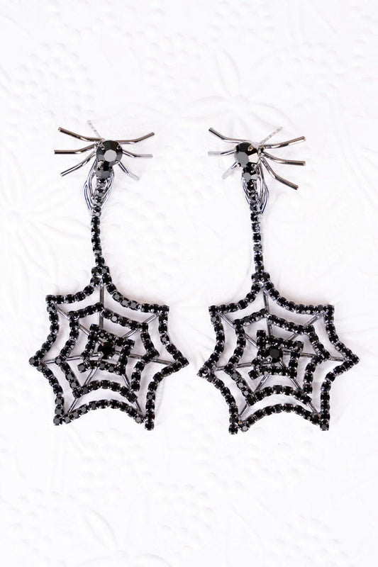 HANGING AROUND BLACK SPIDER EARRINGS