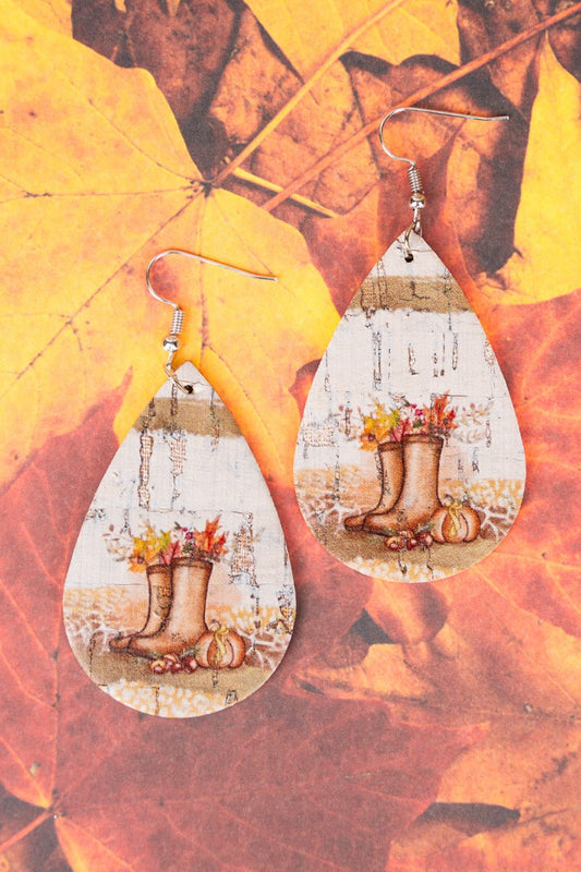 FALL IS IN THE AIR CORK TEARDROP EARRINGS