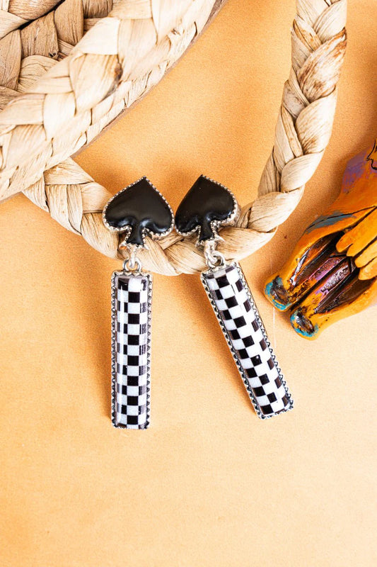 Spade and Checkerboard Earrings
