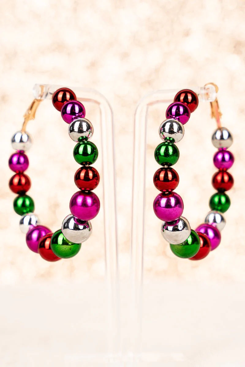 CHRISTMAS IS COMING COLORFUL BEADED EARRINGS