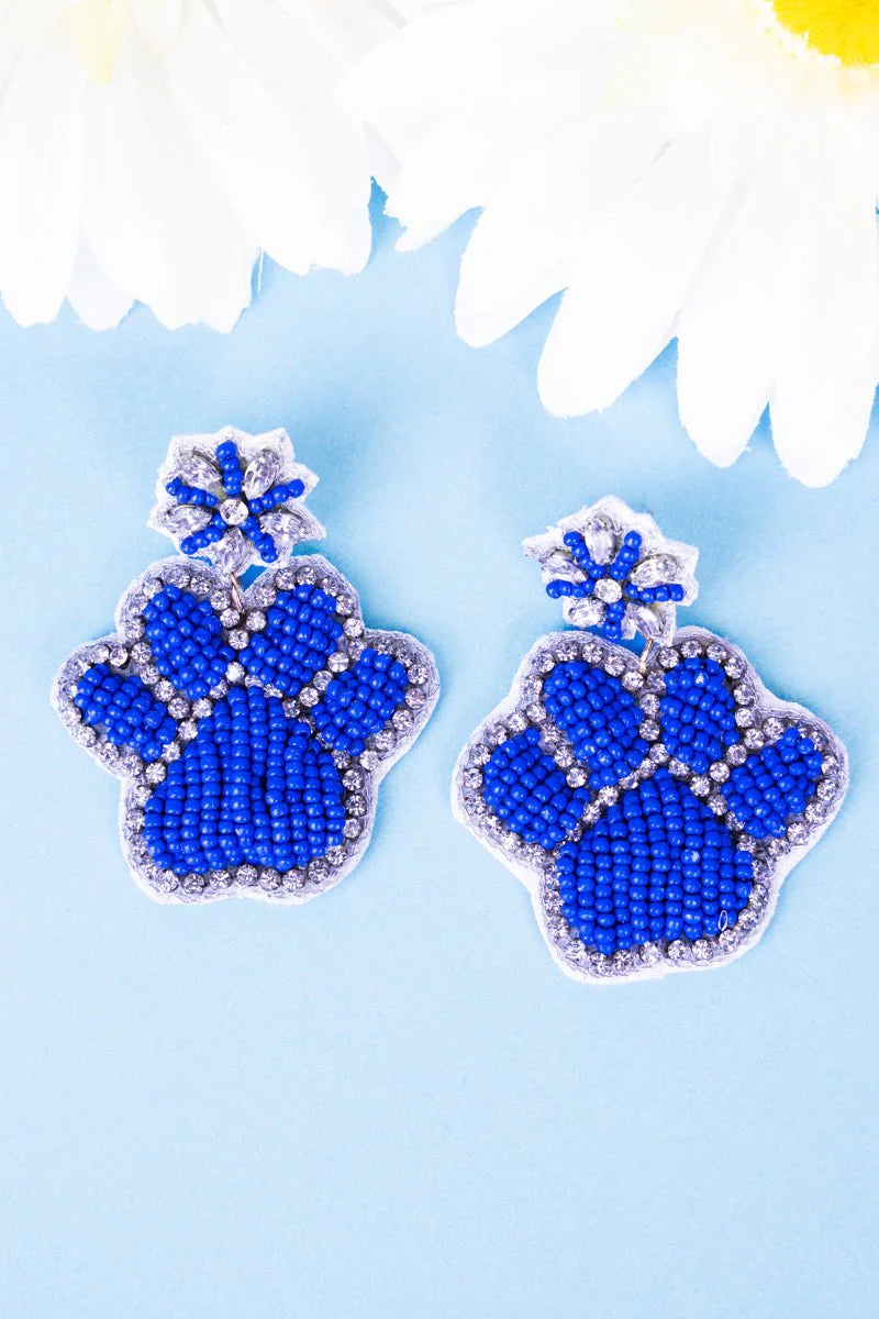 BLUE AND WHITE PAWSOME GAMEDAY EARRINGS