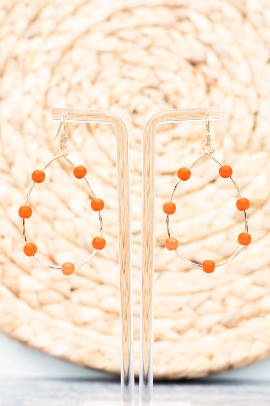 THEA ORANGE BEADED TEARDROP EARRINGS