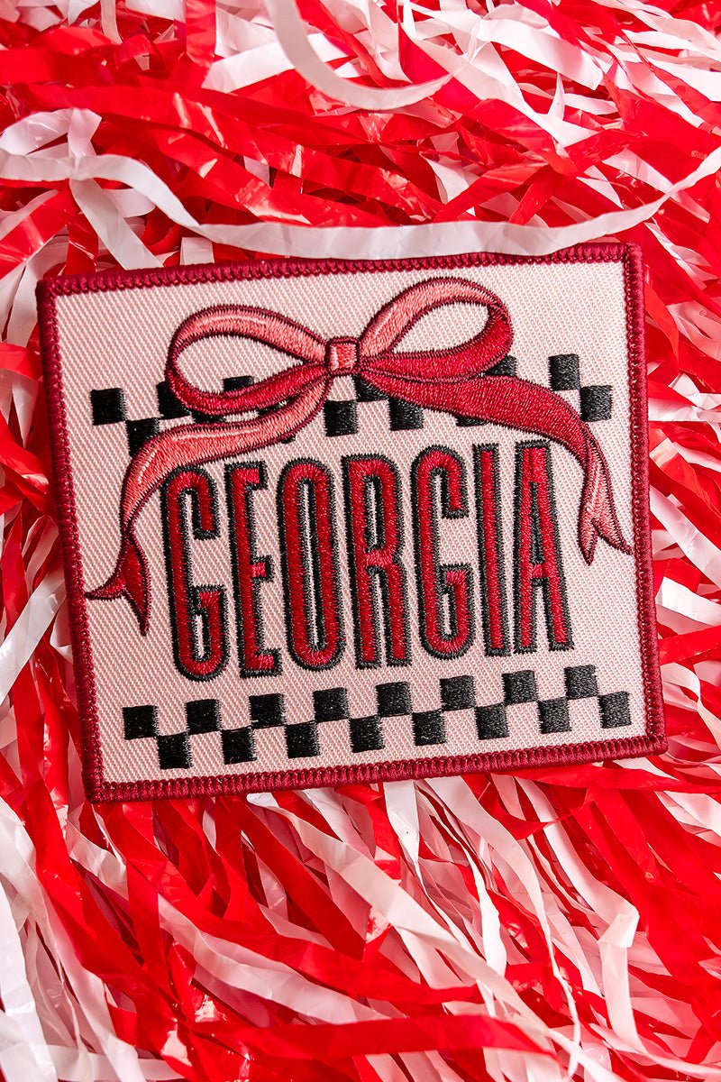 Checkered Bow State Iron On Patch