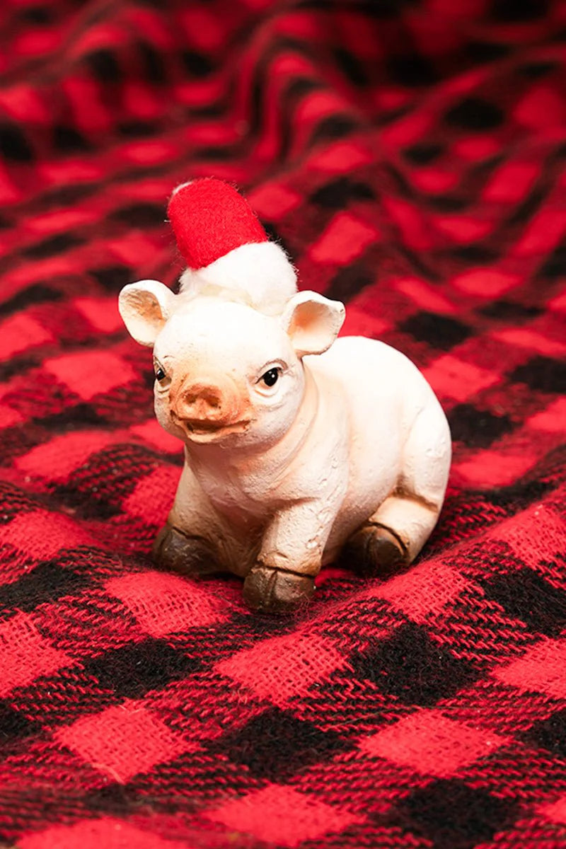 Santa Hat Pig Figurine 3 Piece Set